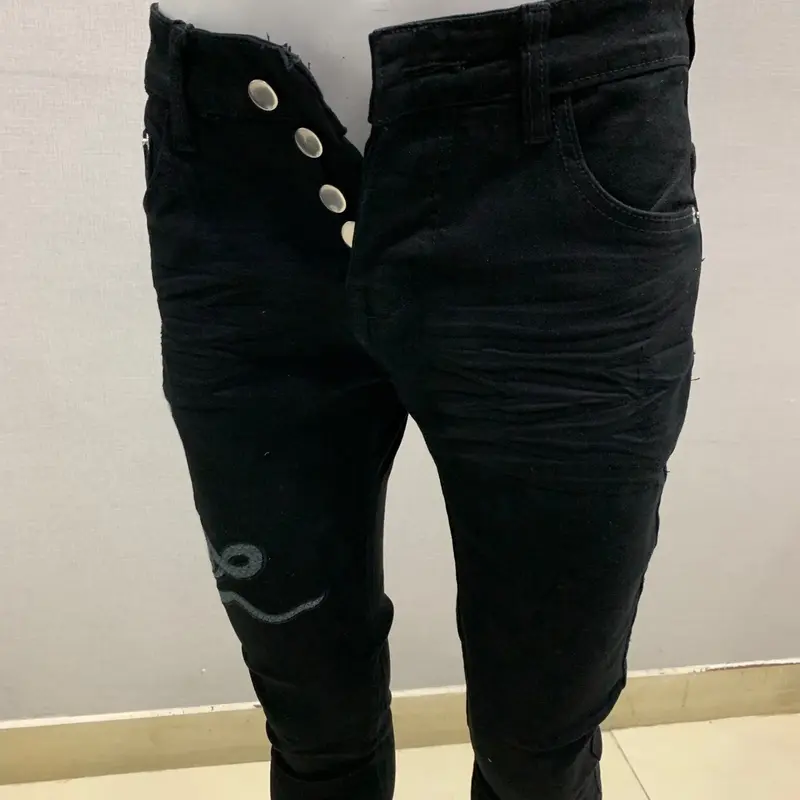 Quần thêu tam thái tử không rách phom aimi bó sát có co giãn Menswear Pants Menswear  Ôm gọn  Jean 2