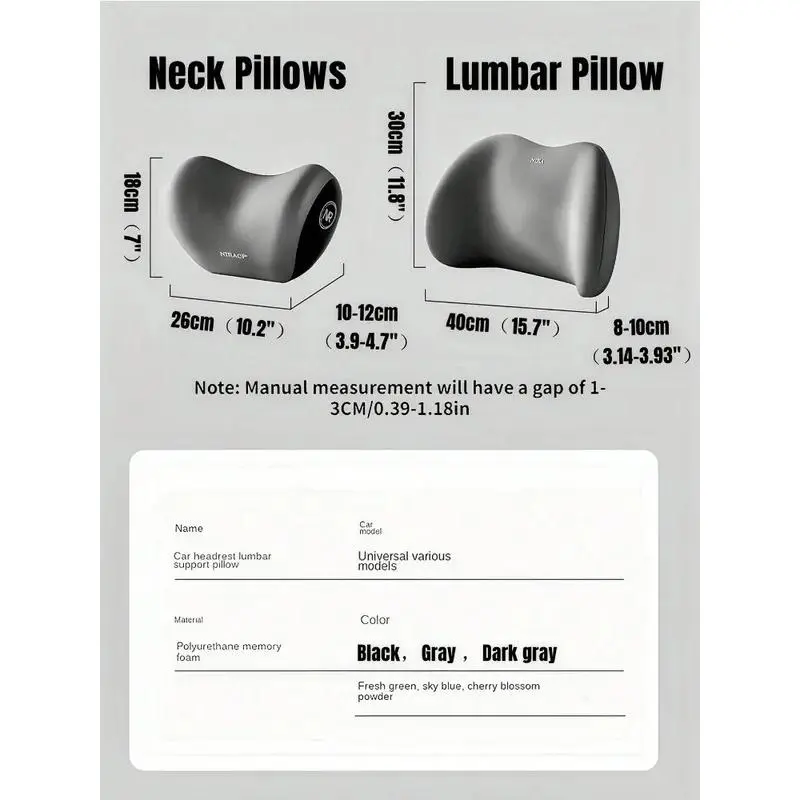 Car Headrest, Lumbar Support, Shoulder Pillow, Car Pillow, Memory Cotton Waist Backrest Cushion, Household Automotive Products 2