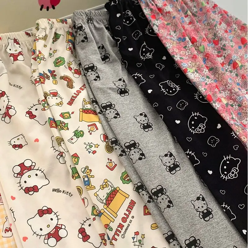 Quần Ngủ Mèo Hello Kitty, Bộ Sưu Tập Mới Mùa Xuân Và Mùa Thu, Ngoại Cỡ (150kg), Có Thể Đeo Được, Phong Cách Thường Ngày Mặc Nhà, Dành Cho Nữ, Đồ Mặc Ở Nhà