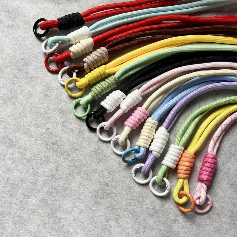 Product Introduction of Dopamine short mobile phone lashings Double head bold color mobile phone gasket anti-loss hand-woven wrist rope 1