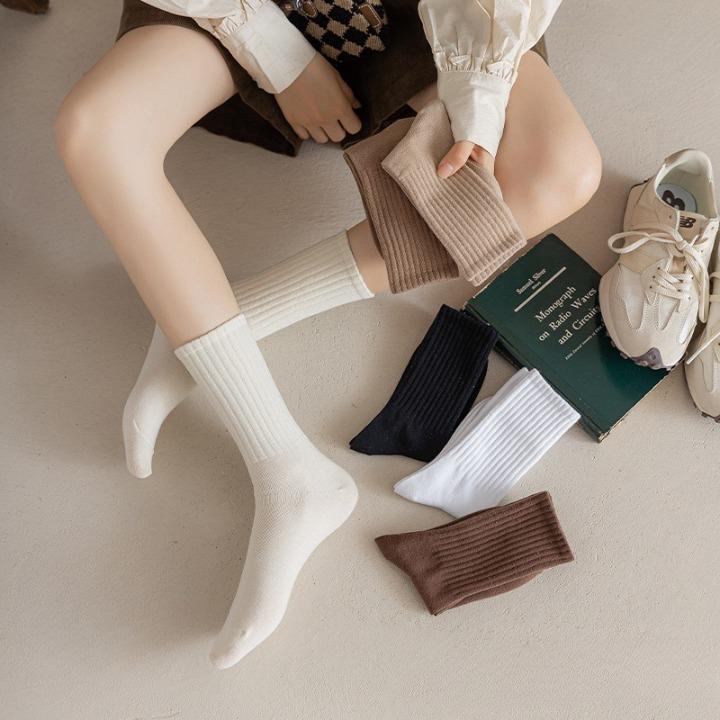 Combo 20 đôi tất vớ nam nữ cổ cao gân dày dặn màu bassic tông nâu Sport Cotton 1