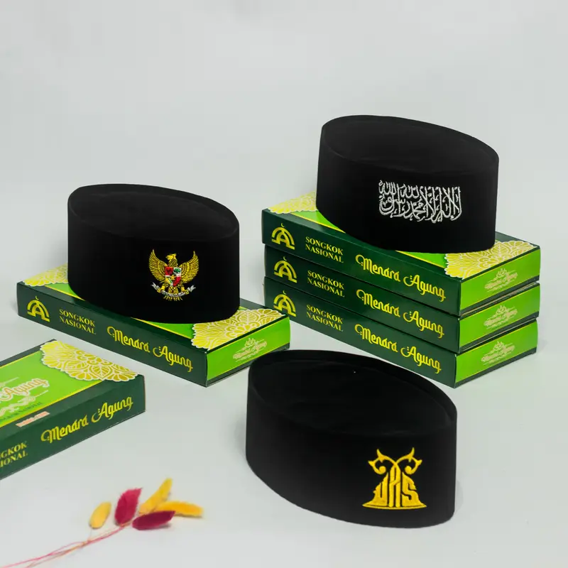 Peci Songkok Kopiah Motif UAS Ustadz Abdul Somad Songkok Pria Muslim Anak Anak Dan Dewasa Motif Bordir Logo Uas Tinggi 9 cm Bludru Hitam 2