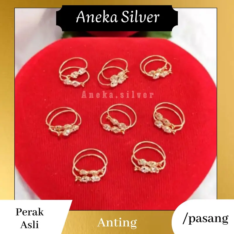 Anting Knip 2 Mata Gold,perak 925 0