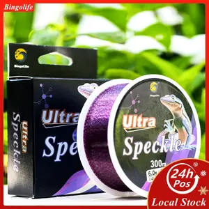 Bingolife Monofilament Nylon Jerman Premium - Senar Pancing Ultra Siluman Bintik Ungu 300m - Didesain sebagai Senar Utama Kamuflase Turnamen yang Kuat