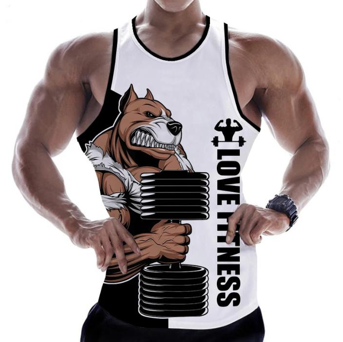 Product Introduction of 2025 New Animal Rottweiler Love Fitness 3D Printed Tank Tops Men's Sleeveless Vest Harajuku Streetwear Gym Bodybuilding Clothing 4