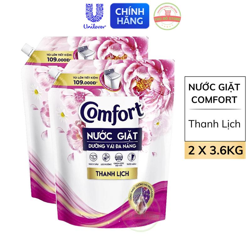 Combo 2 Túi Nước Giặt Comfort Dưỡng Vải Hương Thanh Lịch - 2 Túi 3.6Kg