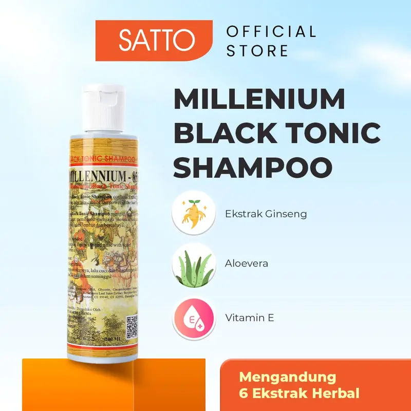 Satto Millenium Black Tonic Shampoo - Menguatkan & Melembutkan Rambut 1