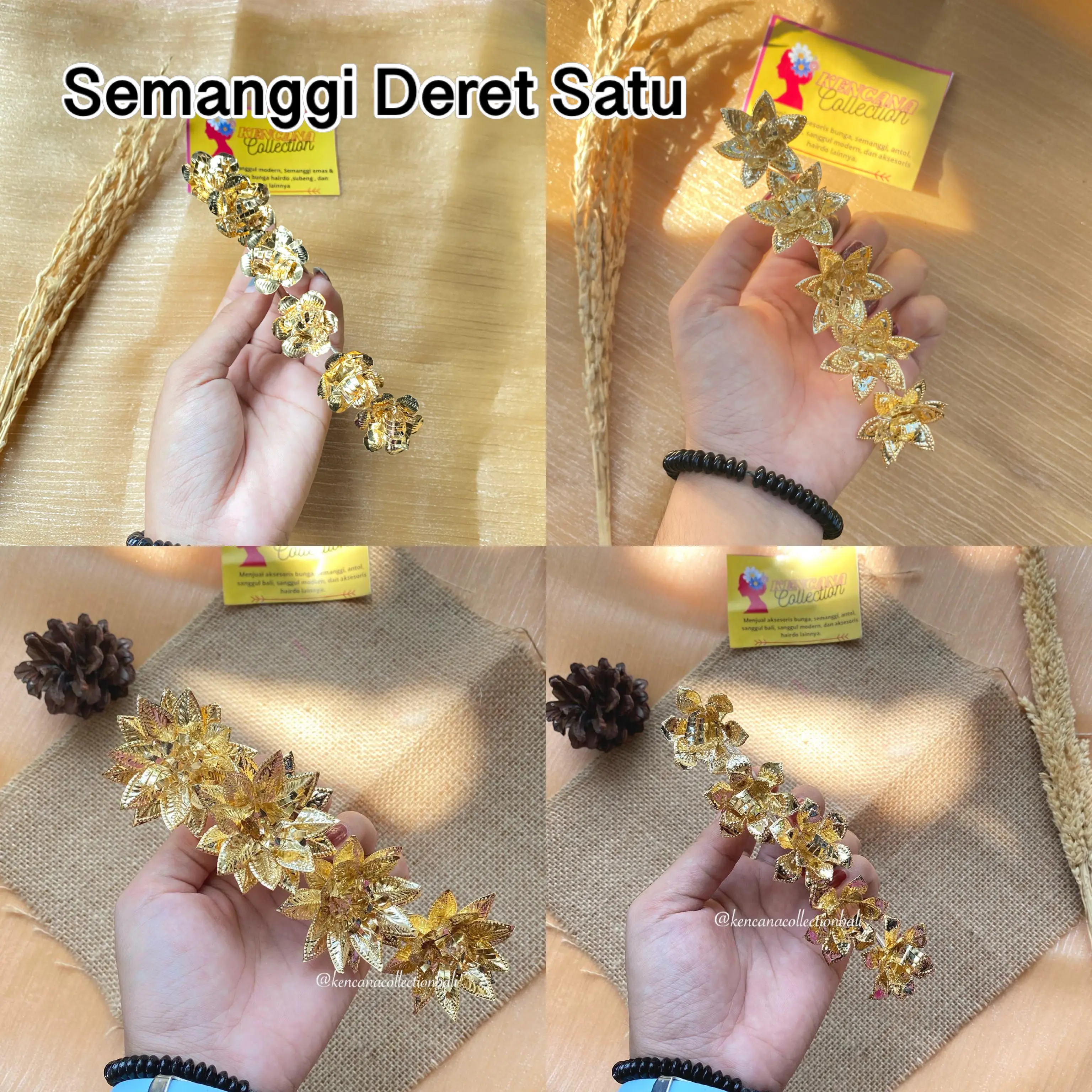 semanggi warna gold deret satu / hiasan rambut wanita / semanggi bali Bunga Sanggul