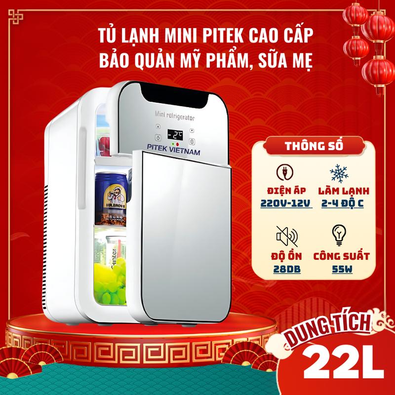 Tủ lạnh mini 2 cửa PITEK có màn hình cảm ứng điều chỉnh nhiệt độ dung tích 22L Cổ điển- Pitek