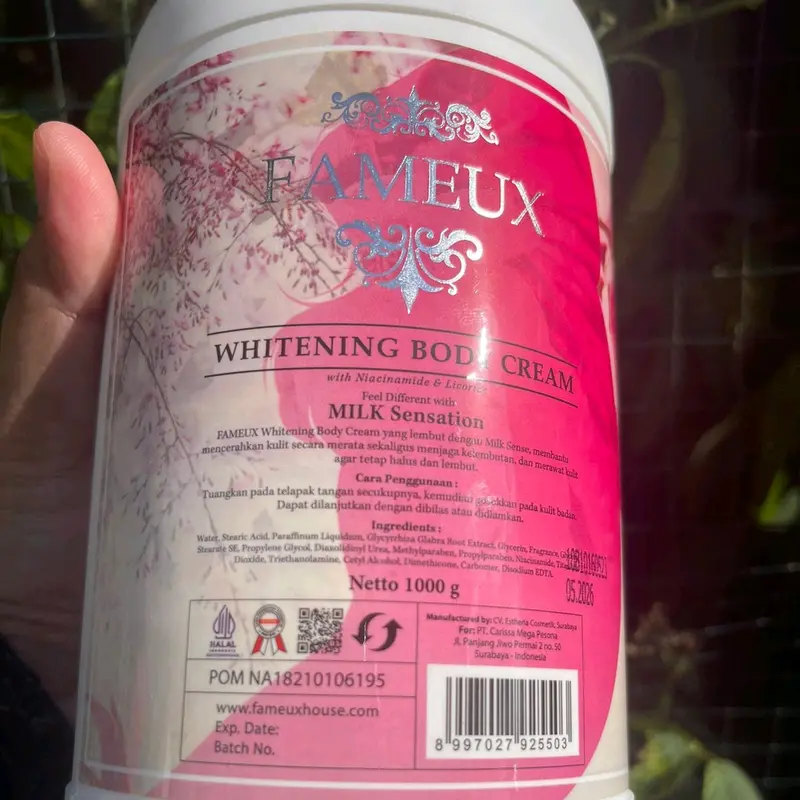 FAMEUX BODY CREAM 1KG OIRGINAL ASLI BPOM Melembutkan Arbutin Mencerahkan Kusam 0
