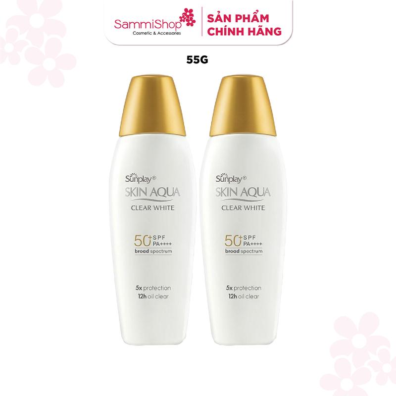 COMBO 2 SUNPLAY Sữa chống nắng Skin Aqua Clear White SPF50+ PA++++ 55g