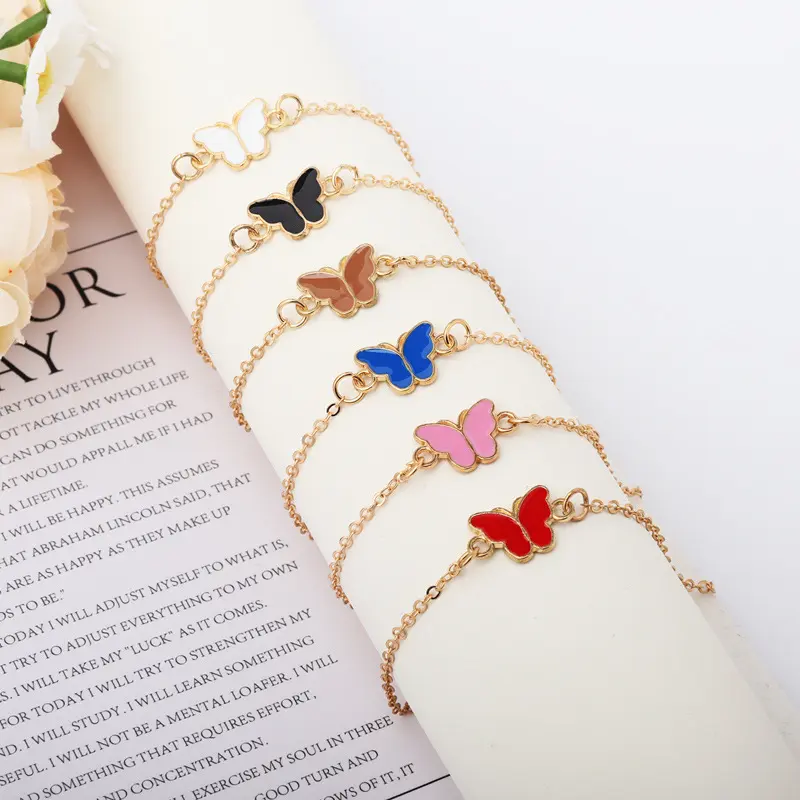 Fine Jewelry Metal Fashion Fashion Bracelet Ornament Simple All-Match Jewelry Cute Butterfly Adjustable Bracelet