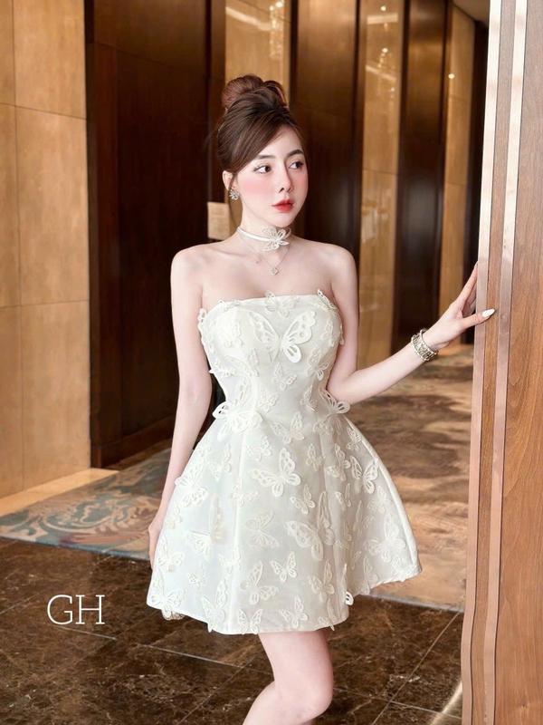 Váy cúp ngực màu trắng chất đẹp dày dặn shop HN DESIGN 5