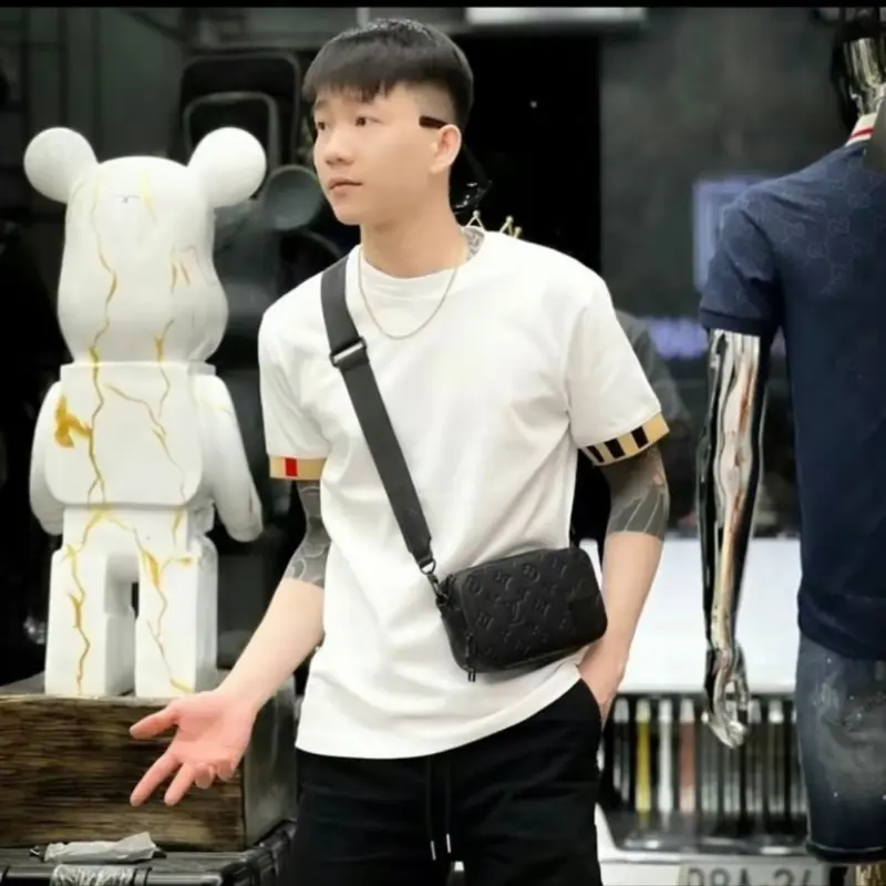 Áo Thun Nam Tay Nâu Kẻ Sọc Cổ Tròn chất Vải Cotton Xịn Co Giãn 4 Chiều Thấm Hút Mồ Hôi Tốt 5