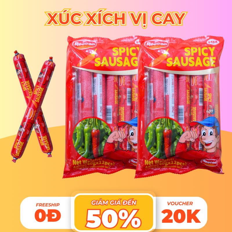 Xúc Xích Reecen Tẩm Vị (40g*12 cây) Thơm Ngon Sựt Sựt, Thích Hợp Dùng Để Ăn Vặt Thơm Ngon 0