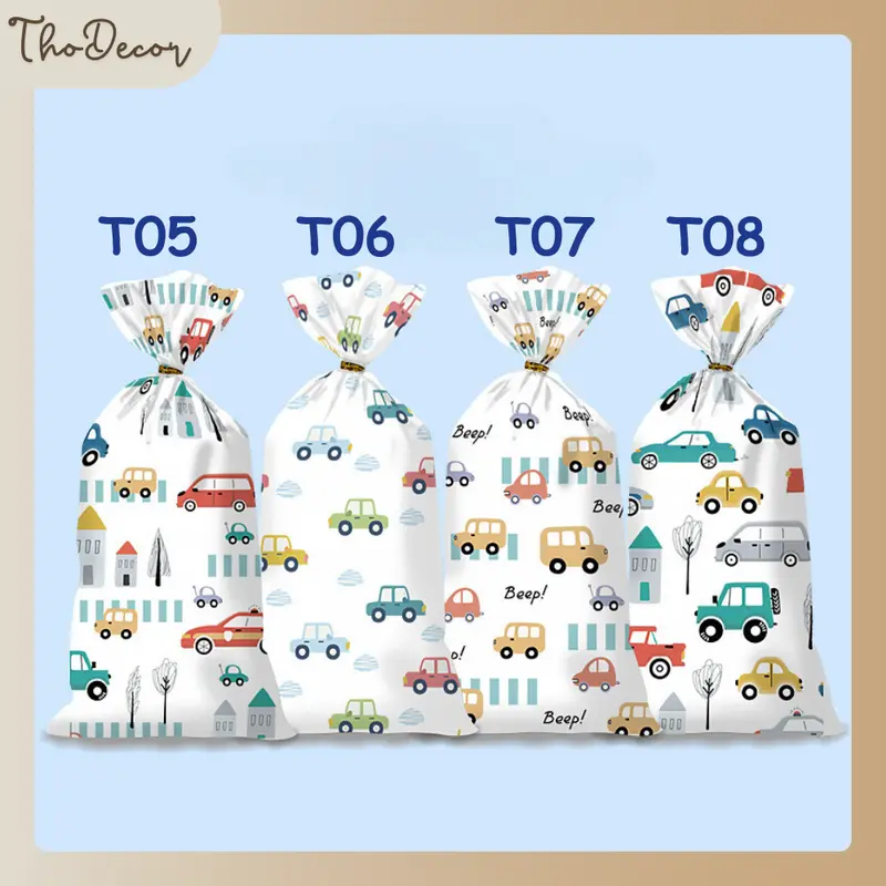 Túi đựng quà kèm nơ rút/ túi zip, túi tai thỏ chia kẹo, bánh siêu dễ thương THODECOR - Chất liệu Nilon, Nhiều màu, mẫu mã đa dạng 3