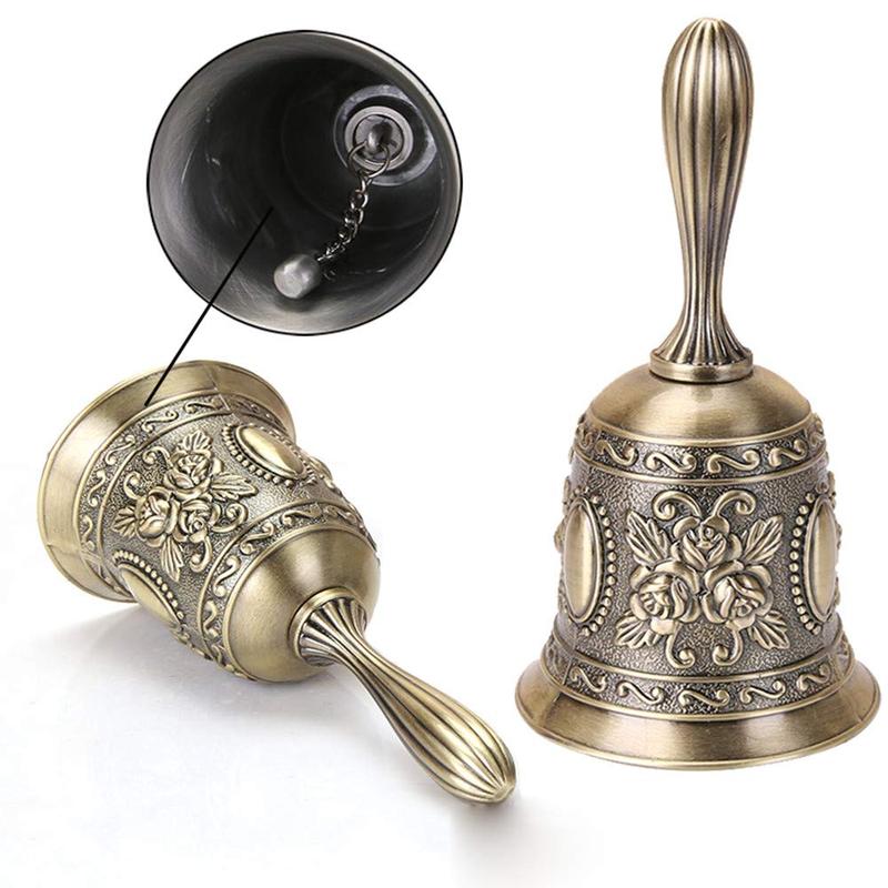 Vintage Brass Bell, 1 Count Handheld Bell, Elegant Bell for Wedding & Party & Home Decor, Fashionable Desktop Ornament for Living Room & Office 2