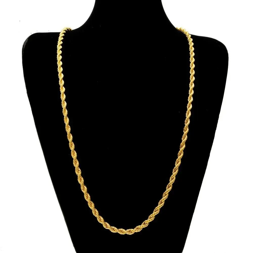 Fashion Golden Plated Alloy 3mm Twisted Chain Necklace Unisex Jewelry Gifts