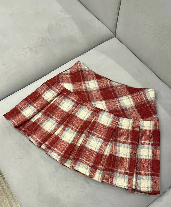 CHÂN VÁY DẠ KARO XẾP LY BẢN CẠP CAO TÔN VÒNG 3 CHE KHUYẾT ĐIỂM TỐT DỊP noel Women Nữ 6
