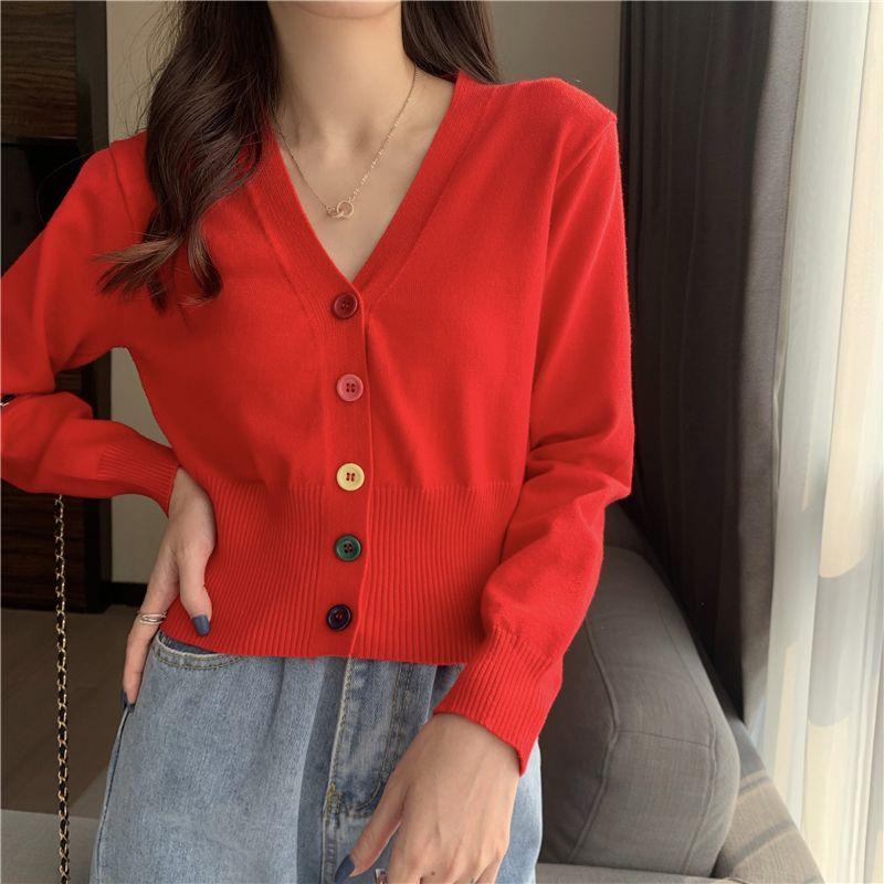 Product Introduction of Áo Thun Dài Tay Cho Nữ, Áo Ngắn Cạp Cao, Cổ Chữ V, Sang Trọng, Hàng Dệt Kim, Mùa Xuân Và Mùa Thu Top 13