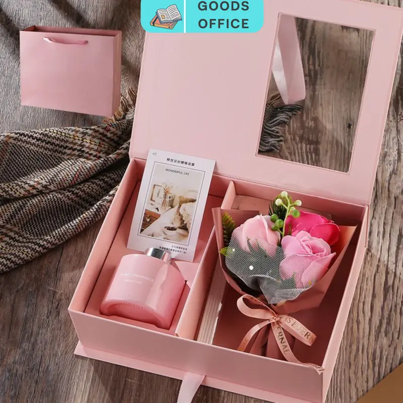 Set hộp quà - set tinh dầu khếch tán kèm hoa lụa, thiệp - Quà tặng sinh nhật,tốt nghiệp, 20/10 người thân yêu- Dầu Thơm Phòng Dầu Thơm 2
