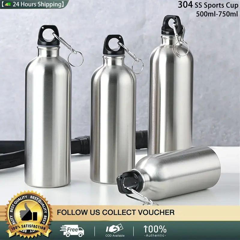 Bình Nước Bằng Thép Không Gỉ, Thiết Kế Đơn Giản, Dung Tích 500-750ml, Thích Hợp Cho Thể Thao, Tập Gym Thể Dục, Thể Ngoài Trời, Cắm Trại Và Đi Bộ Đường Dài, Bình Chân Không, Được Làm Bằng Kim Loại