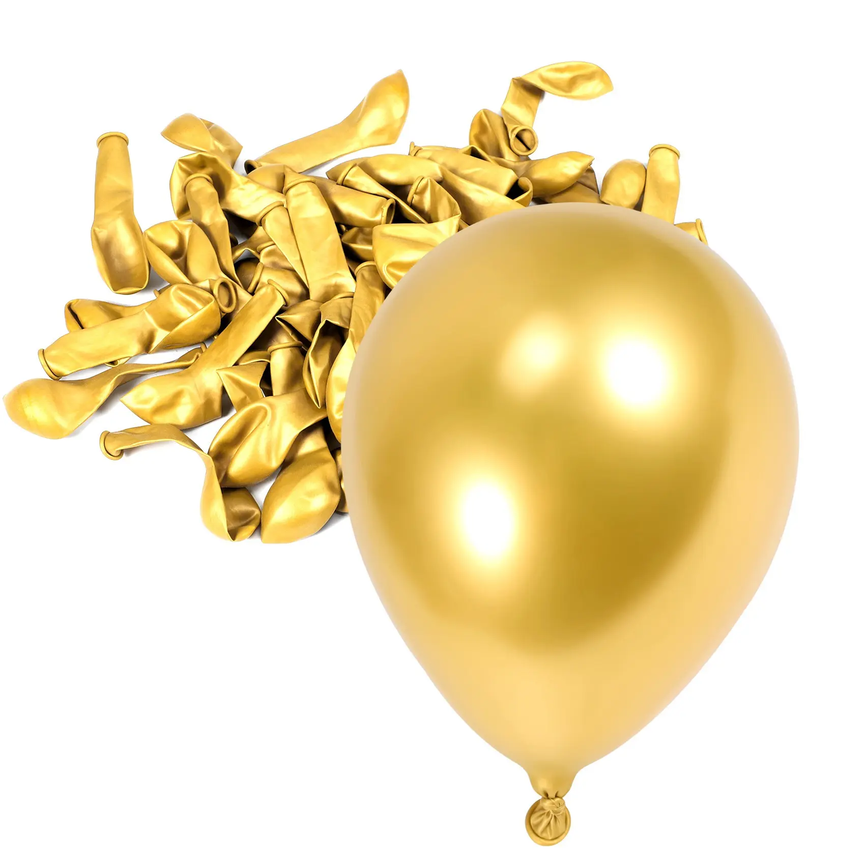 100Pcs Gold Metallic Chrome Latex Balloons, 5Inch Round Helium Balloons for Wedding Graduation Anniversary Baby Shower