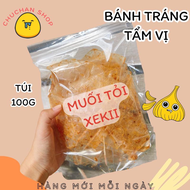 XIKE Bánh tráng tẩm vị muối tỏi ớt cay xè túi 100g Snack Ăn Vặt Food Thức Ăn