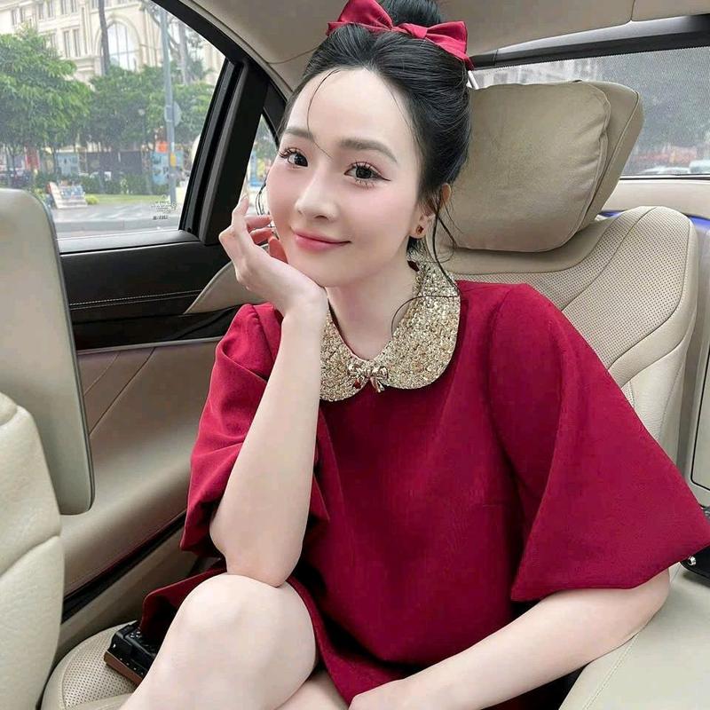 Đầm Babydoll Mango Tay Búp , Cổ Đính Cườm , Thanh Lịch Sang Trọng Dễ Thương Thời Trang Cao Cấp Quý Phái .Bầu Bí Bon Chen Được Thoải Mái Dress Voan Kim Tuyến 4