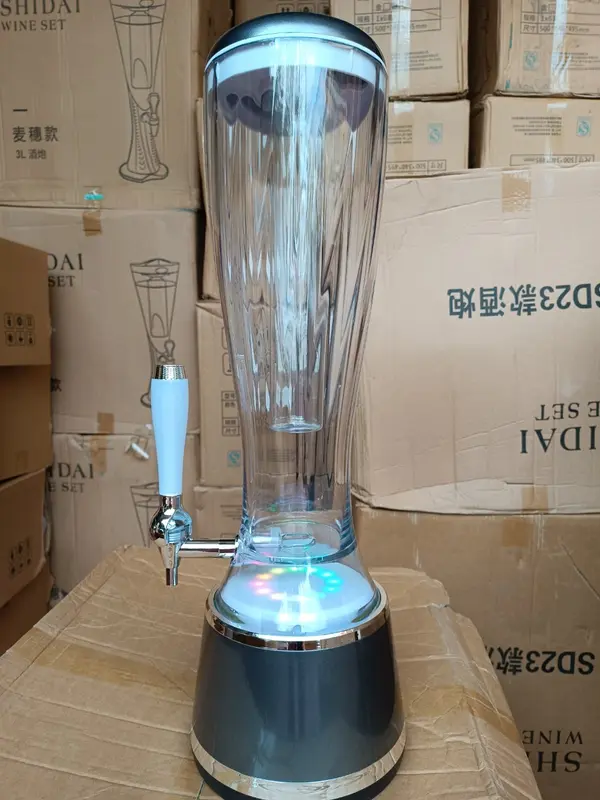 Tháp Bia (Bình đựng cocktail) 3 lít HC Đèn Led Sạc Pin Tự động chuyển màu mẫu mới nhất 2023 2