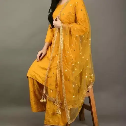 New Fancy kurtI's With Palazzo Set Dupatta Cotton Rayon Designer Fully Stitched Kurta Set Salwar Striped
