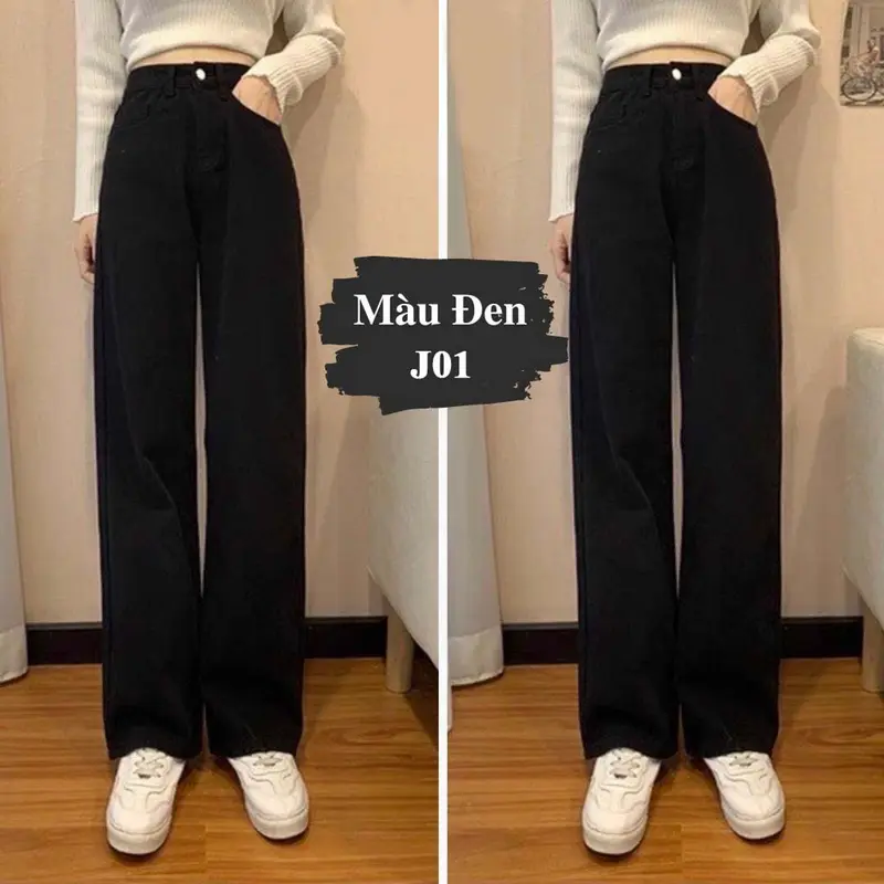Quần Jean Nữ Ống Rộng Lưng Cao MASSEC - Chất Kaki Đứng Form, Nhiều Màu Sắc J01 6