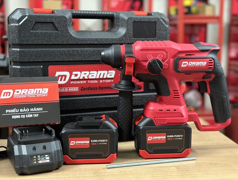  Máy Khoan Bê Tông Pin Drama D-5020 4 Chức Năng 2 Pin 15 Cell Chân Pin Phổ Thông 