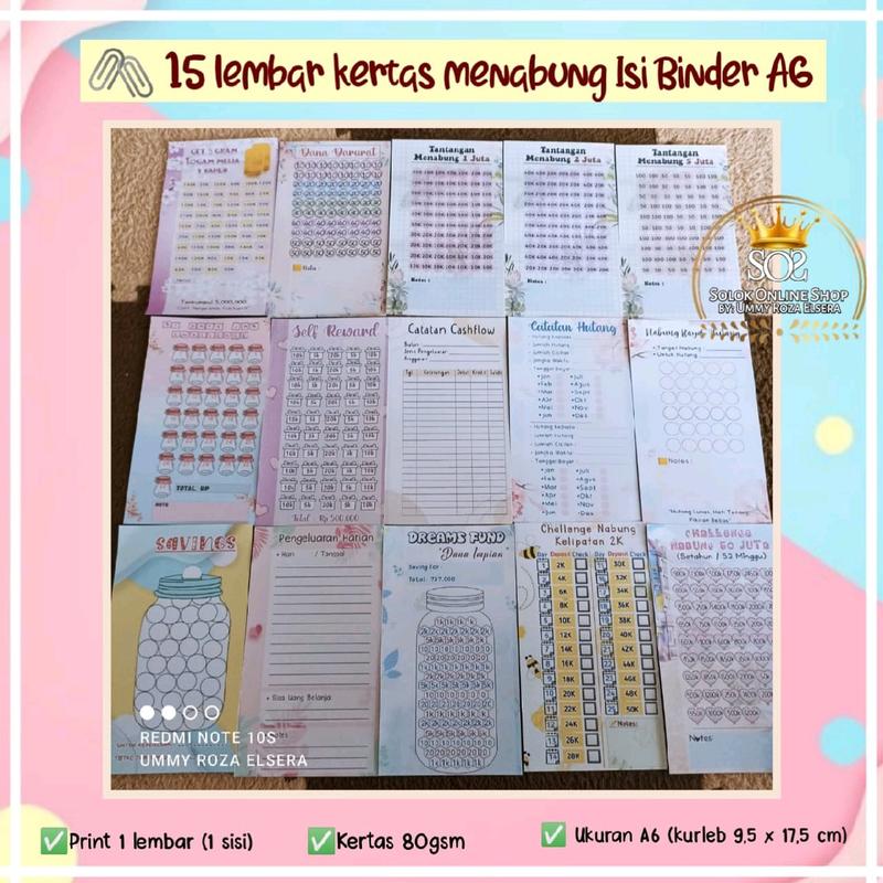 15 LEMBAR KERTAS MENABUNG DALAM BINDER A6 - Shop | Tokopedia