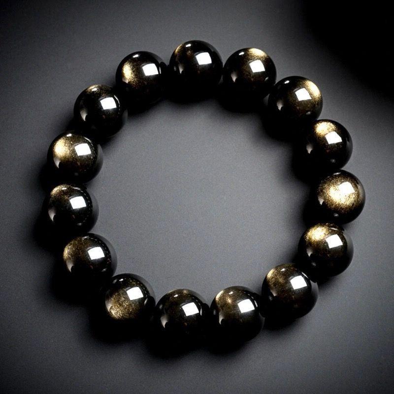 Vòng Tay Vàng Obsidian Mắt, Tự Nhiên Nguyên Chất, Màu Bạc Obsidian Tự Nhiên, Hạt Pha Lê Cặp Đôi 7