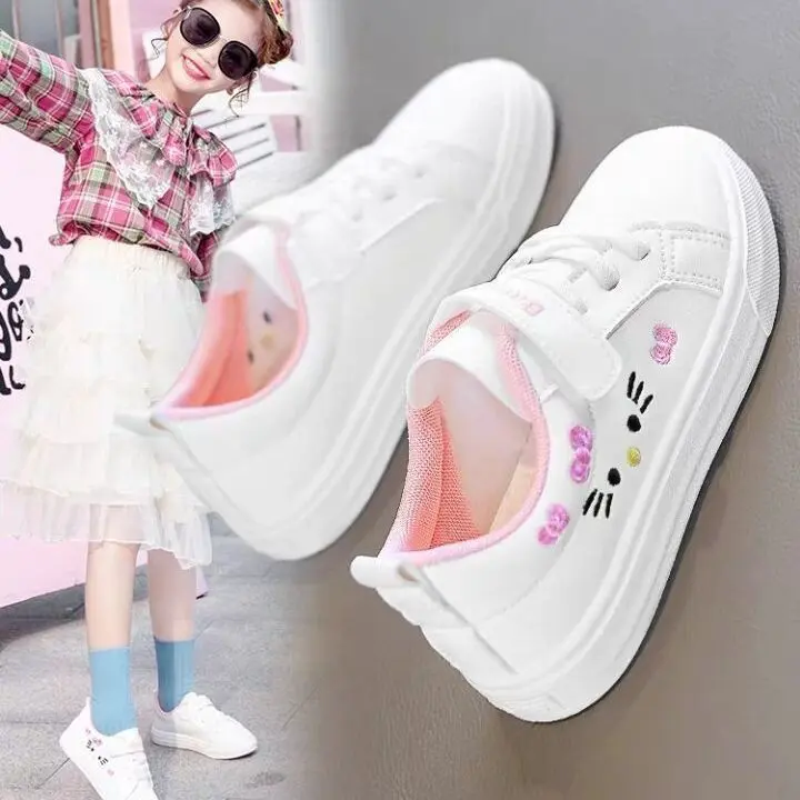 Girls' 6 White Shoes Korean Style Children's Sneakers 11 Pumps Primary School Students Flat All-Match Children's Shoes 13 Casual Sneaker