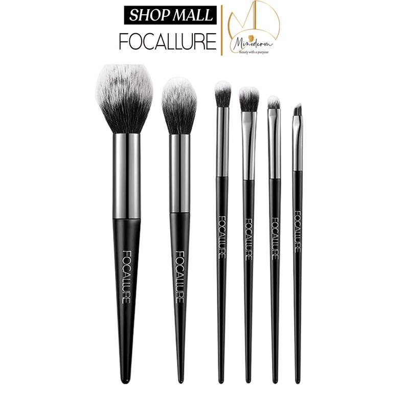 Bộ cọ trang điểm FOCALLURE 6 cây cọ phấn phủ, má hồng, màu mắt 100g FA-70