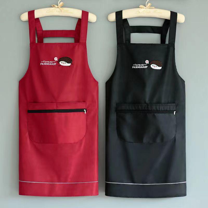 Product Introduction of Waterproof Oilproof Apron with Zipper Home Kitchen Apron Large Pocket Fashion Abrasion Resistant Workwear 0