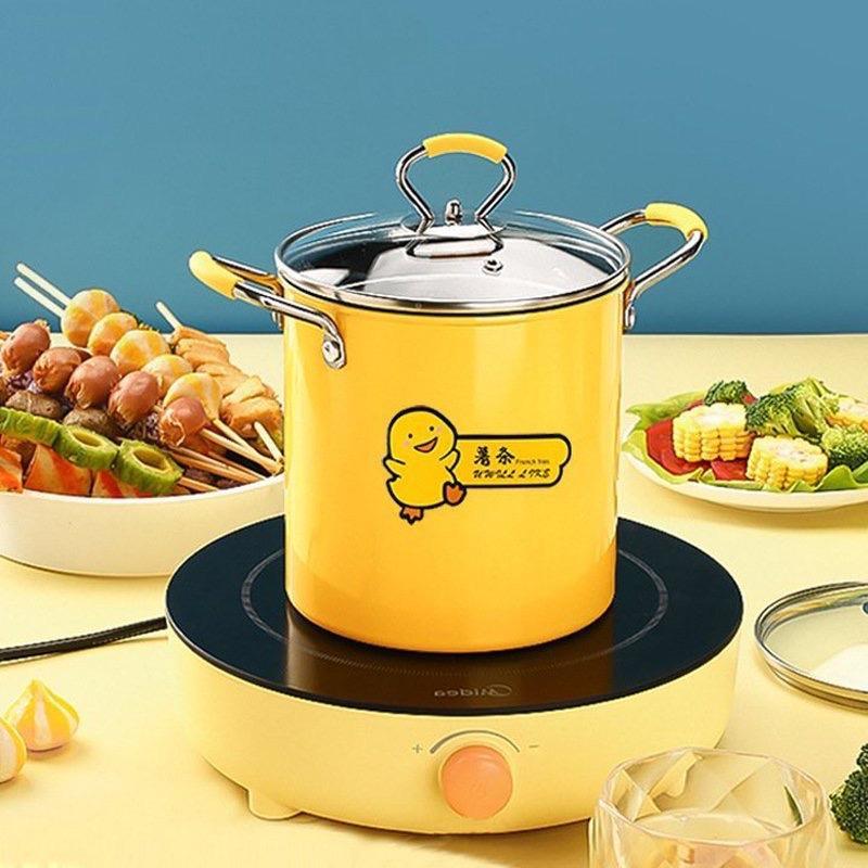 Nồi chiên ngập dầu vịt vàng có giỏ inox 0
