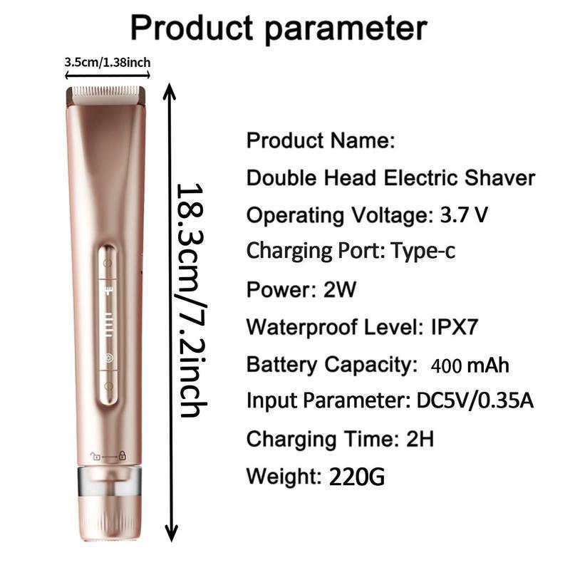 Product Introduction of 2 in 1 USB Rechargeable Women's Electric Razor, 1 Count Gentle Wet & Dry Waterproof Epilator for Underarms & Legs, Women's Hair Removal Tool 1