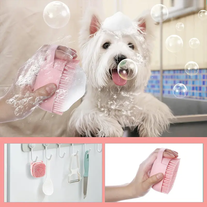 Pet Bath Soap Dispenser Massage Brush, Silicone Massager Shampoo Dispensing Brush, Christmas Dog Bath Shampoo Brush, Pet Bath Massage Brush 6