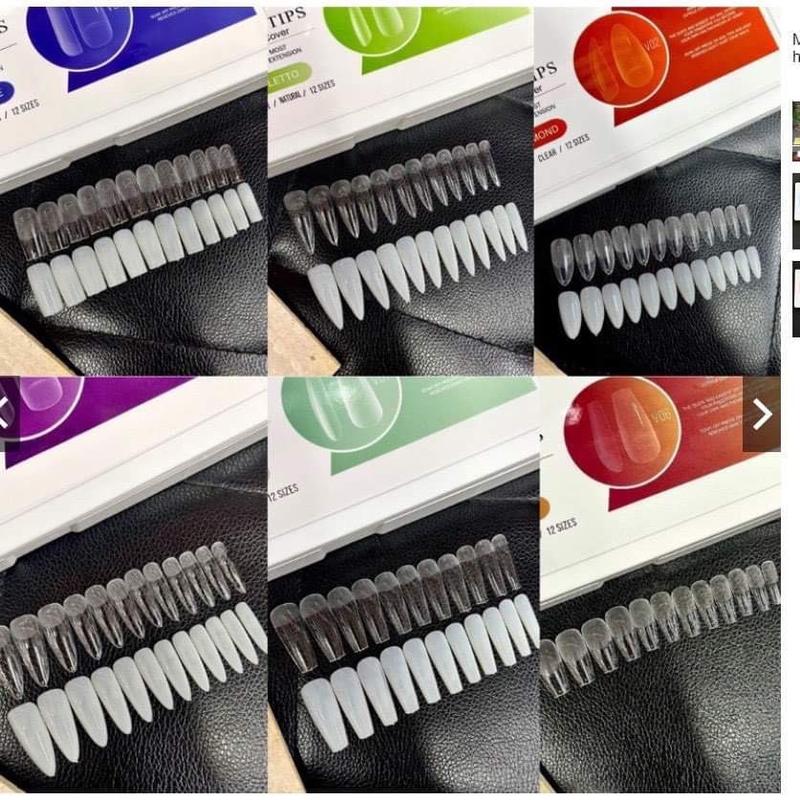 Móng úp Vinimay Các Fom hàng Chính Hãng Hộp 552 móng 12 size nhám sẵn bề mặt móng fom móng ôm tay dùng trong ngành làm móng tay nail làm đẹp Sơn Gel úp móng