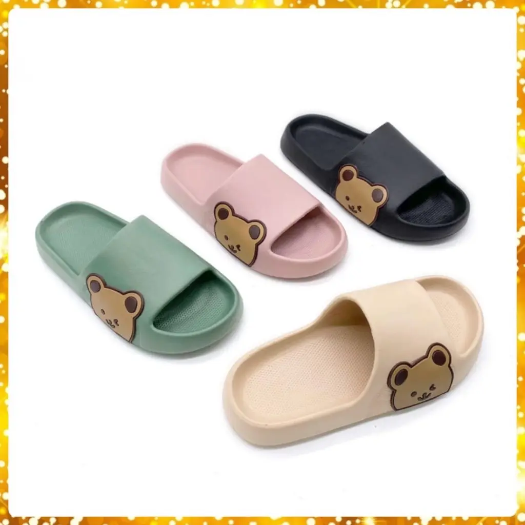 Sandal Selop Kekinian motif Beruang Dewasa SiZe 37-42   Dalam Ruangan