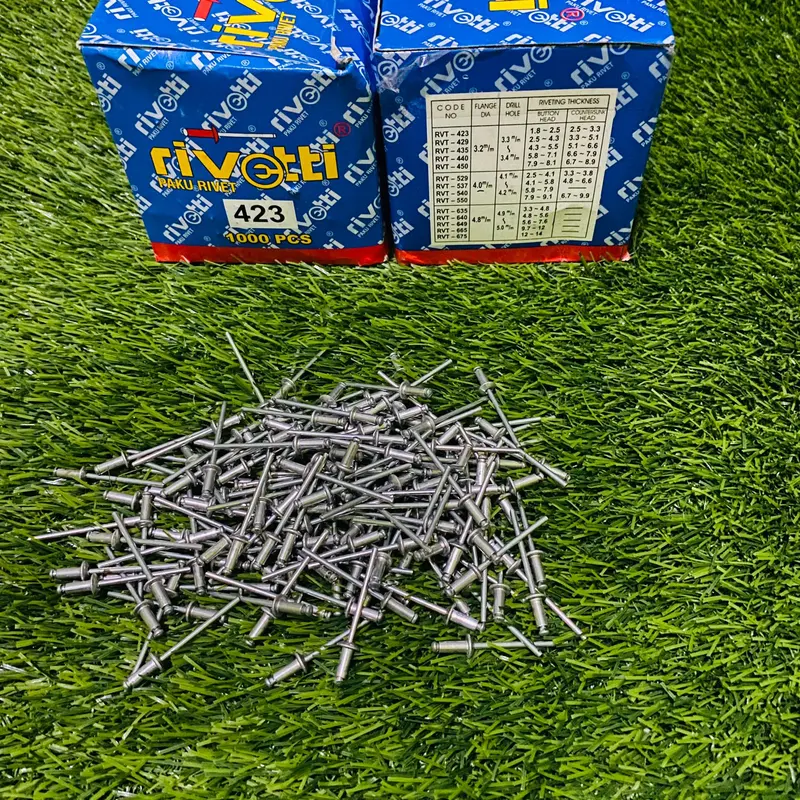 Paku Rivet Merk Rivetti 423 Ukuran 3.2mm x 7mm isi 100 Pcs 0