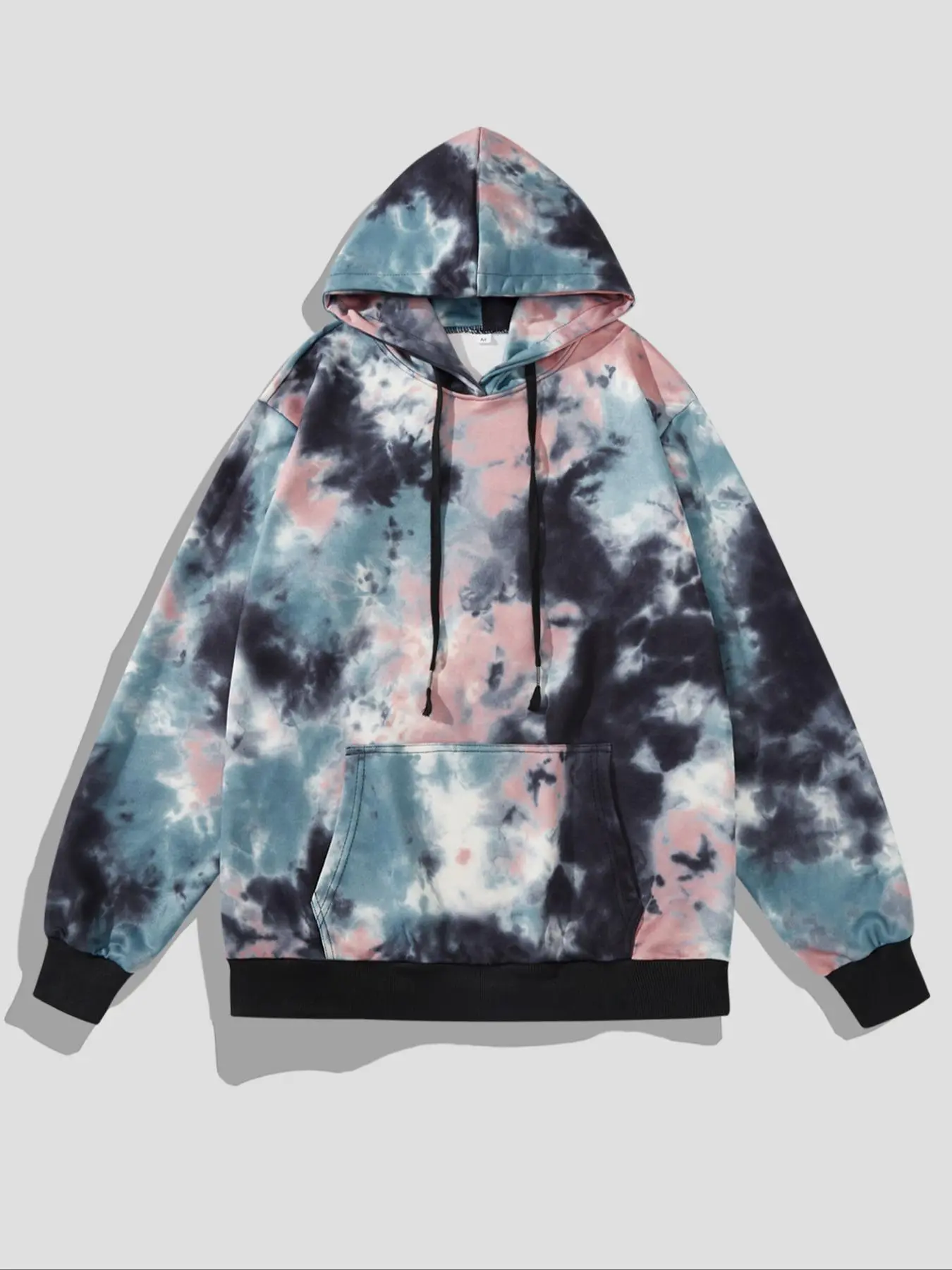 Men's Tie Dye Print Drawstring Hoodie, Casual Regular Fit Pocket Long Sleeve Hooded Sweatshirt, Men Clothes for All Seasons