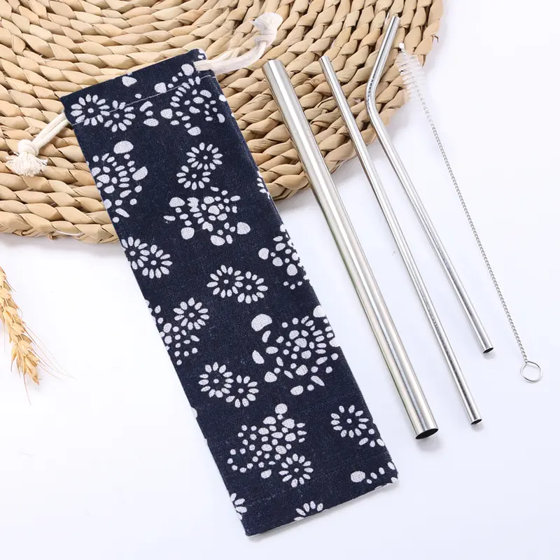 Dụng Cụ Uống Nước Bằng Thép Không Gỉ Có Thể Tái Sử Dụng, Bộ 5 Cái, Bao Gồm Ống Hút Và Bàn Chải Làm Sạch, Thích Hợp Cho Cà Phê, Tee 2