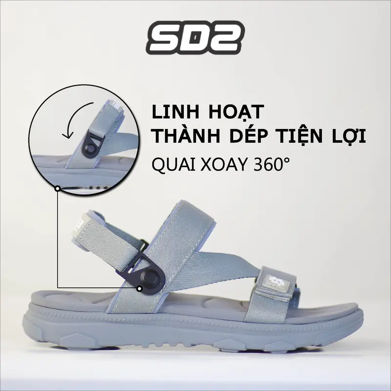Dép Sandal Nam Nữ SYNDER SD2 - Nam tăng 1 size, nhẹ,thoáng mát [Xám Full , Size 36-44, Tặng chai vệ sinh] 4