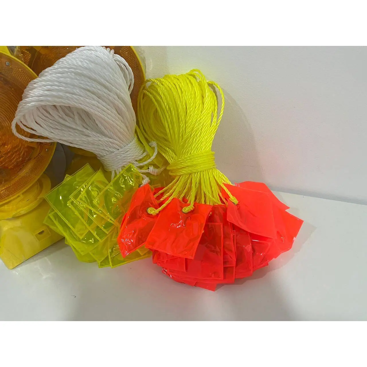 Yellow Orange Reflective Delineator with White String 50 Meter Warning Tali Reflektif tutup jalan