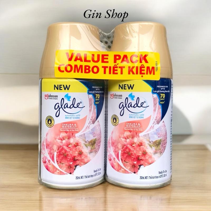   Combo Tiết Kiệm  Set 2 Lõi Thay Thế Máy Xịt Phòng Tự Động Glade Hương Sakura Dầu Thơm Phòng xit  phongkhumui 