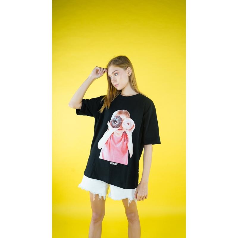 Kaos Distro Oversize Pria Wanita Motif Pink Donuts 3